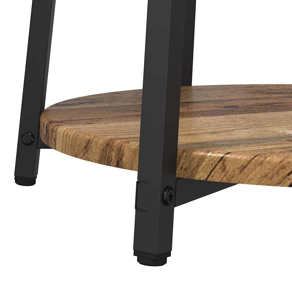 Set tavolini con lo scaffale 2 pcs Legno Antico e Nero