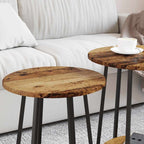 Set tavolini con lo scaffale 2 pcs Legno Antico e Nero