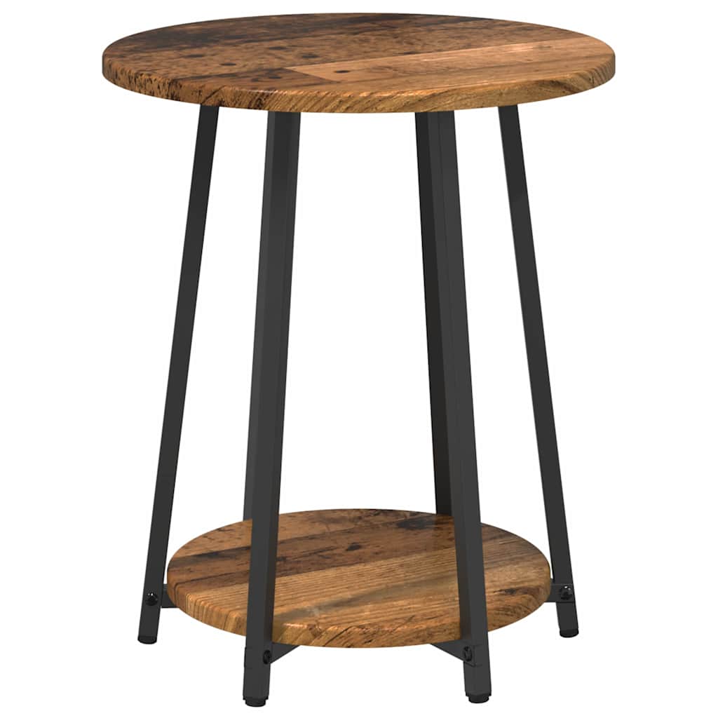 Set tavolini con lo scaffale 2 pcs Legno Antico e Nero