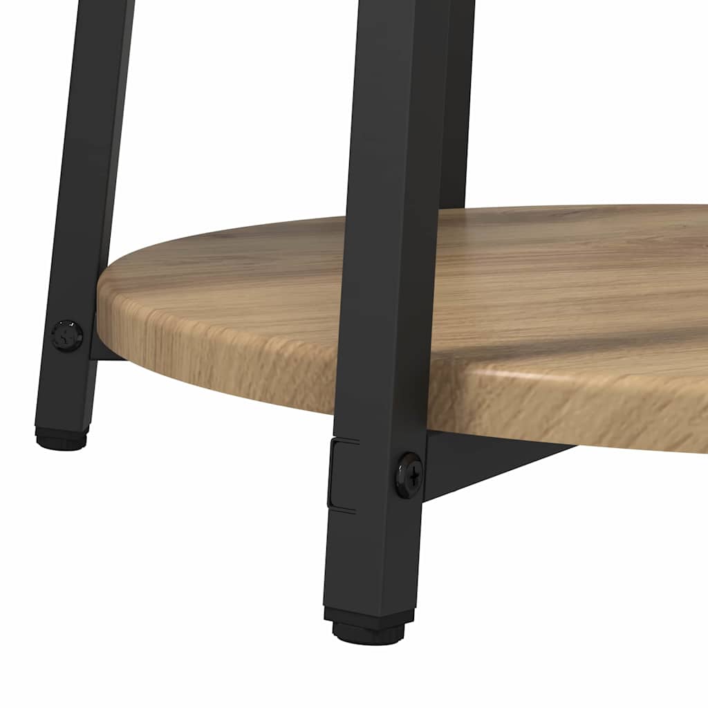 Set tavolini con lo scaffale 2 pcs Rovere Artigianale e Nero