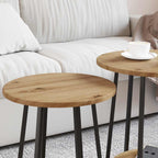 Set tavolini con lo scaffale 2 pcs Rovere Artigianale e Nero