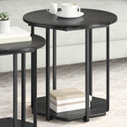 Set tavolini con lo scaffale 2 pcs Rovere Nero