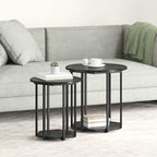 Set tavolini con lo scaffale 2 pcs Rovere Nero