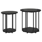 Set tavolini con lo scaffale 2 pcs Rovere Nero