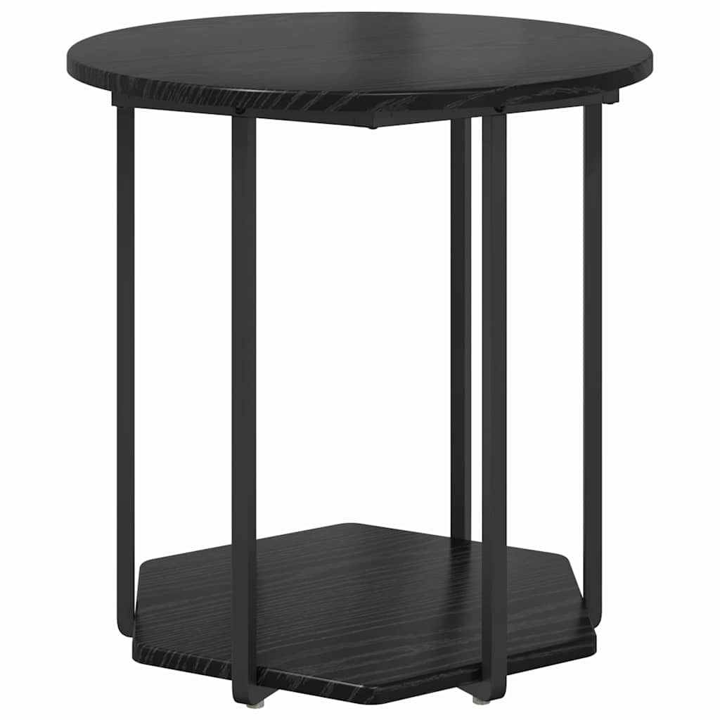 Set tavolini con lo scaffale 2 pcs Rovere Nero