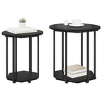 Set tavolini con lo scaffale 2 pcs Rovere Nero