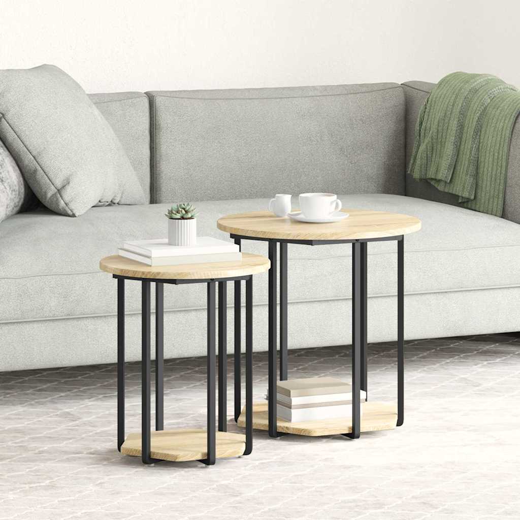 Set tavolini con lo scaffale 2 pcs Marrone