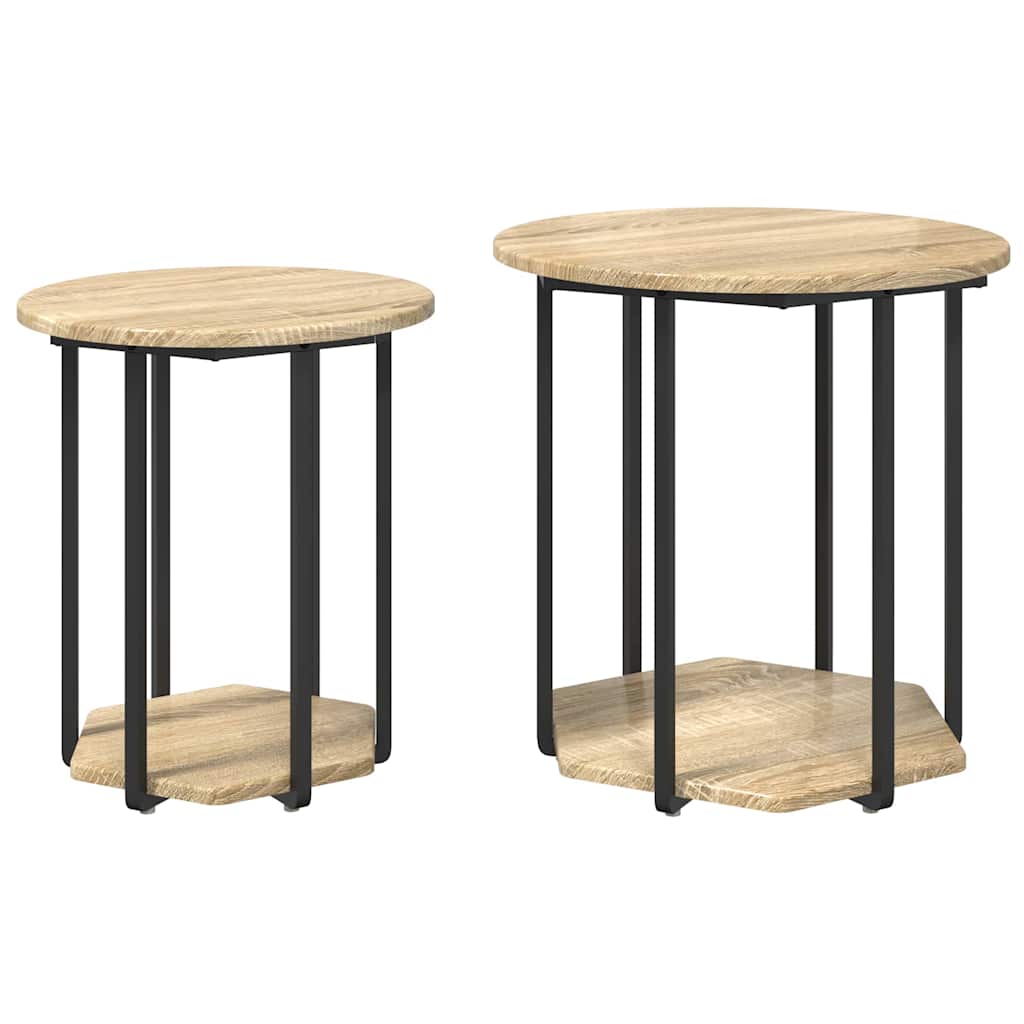 Set tavolini con lo scaffale 2 pcs Marrone