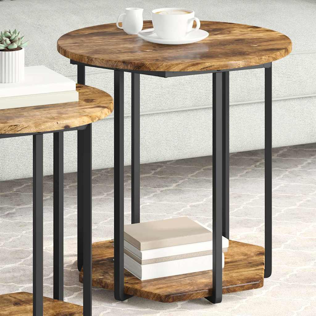 Set tavolini con lo scaffale 2 pcs Marrone