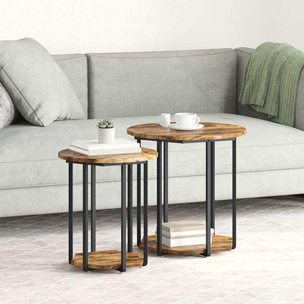 Set tavolini con lo scaffale 2 pcs Marrone