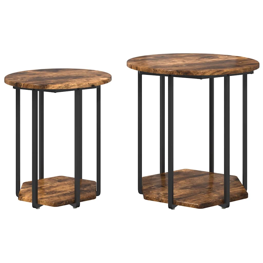 Set tavolini con lo scaffale 2 pcs Marrone