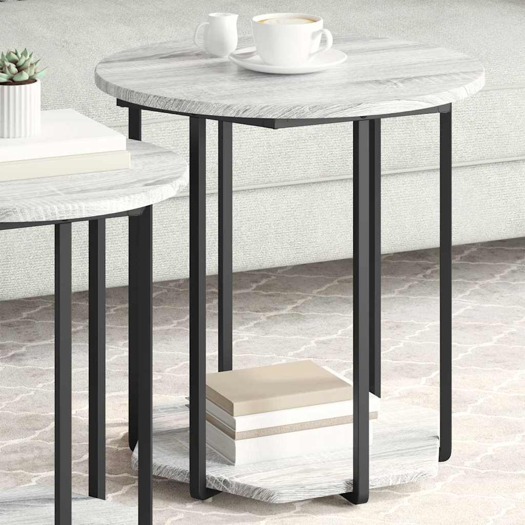 Set tavolini con lo scaffale 2 pcs Grigio