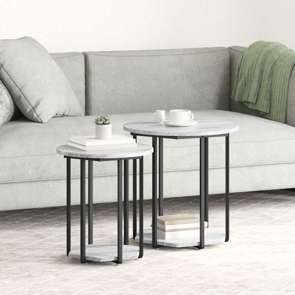 Set tavolini con lo scaffale 2 pcs Grigio