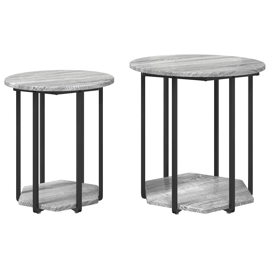 Set tavolini con lo scaffale 2 pcs Grigio