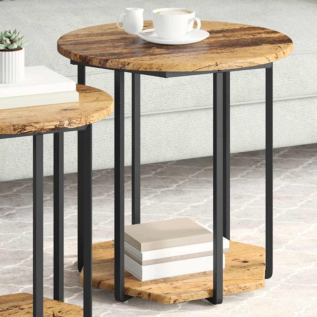 Set tavolini con lo scaffale 2 pcs Marrone