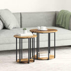 Set tavolini con lo scaffale 2 pcs Marrone