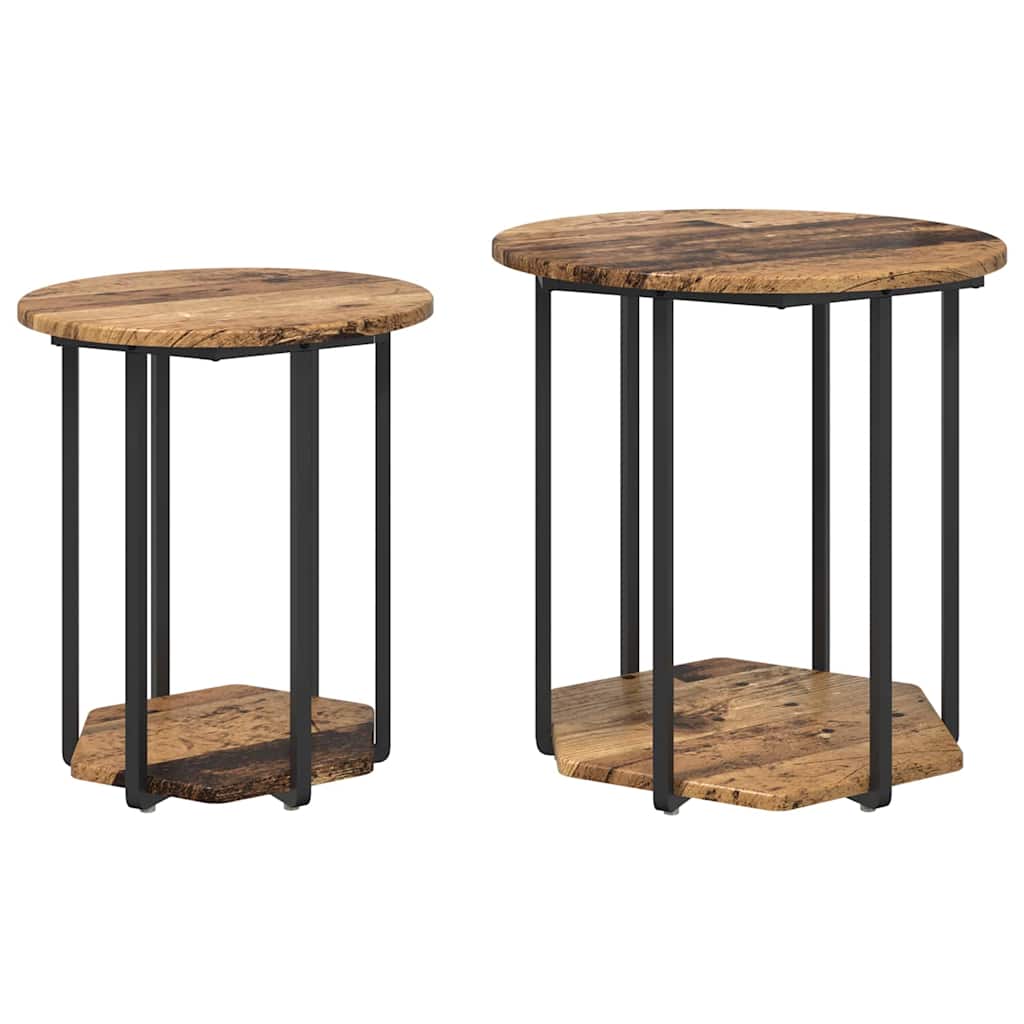 Set tavolini con lo scaffale 2 pcs Marrone