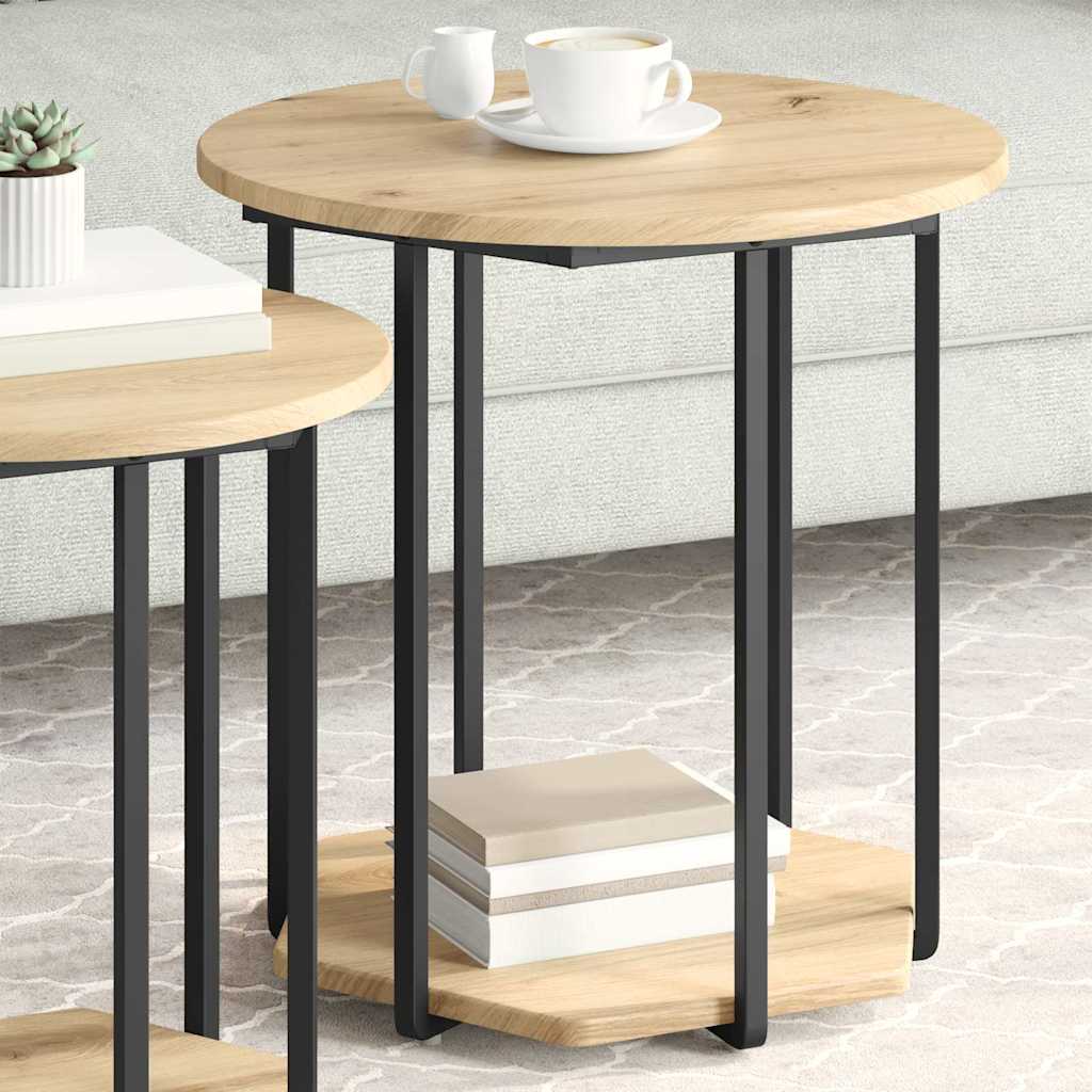 Set tavolini con lo scaffale 2 pcs Marrone