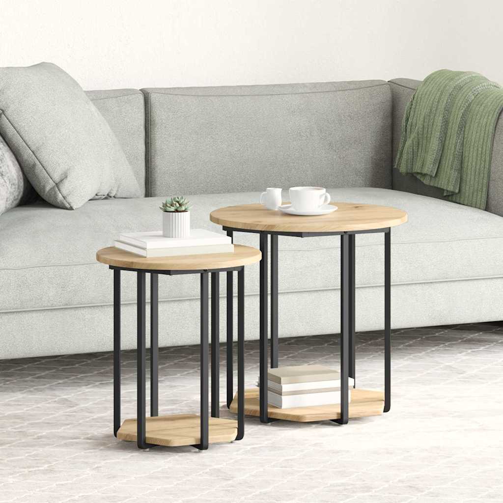 Set tavolini con lo scaffale 2 pcs Marrone