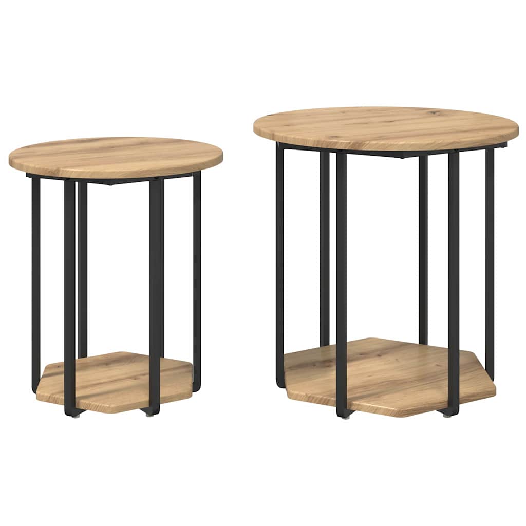 Set tavolini con lo scaffale 2 pcs Marrone