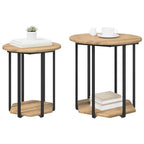 Set tavolini con lo scaffale 2 pcs Marrone