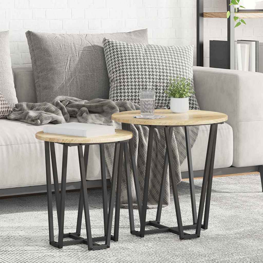 Set tavolini 2 pcs Rovere Sonoma e Nero