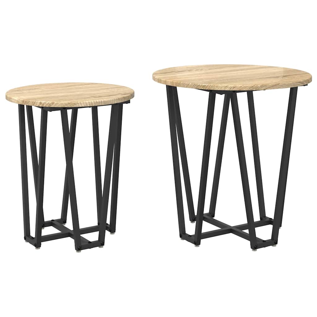 Set tavolini 2 pcs Rovere Sonoma e Nero