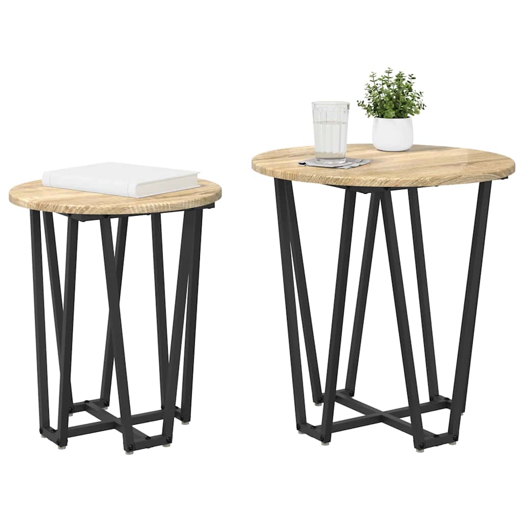 Set tavolini 2 pcs Rovere Sonoma e Nero