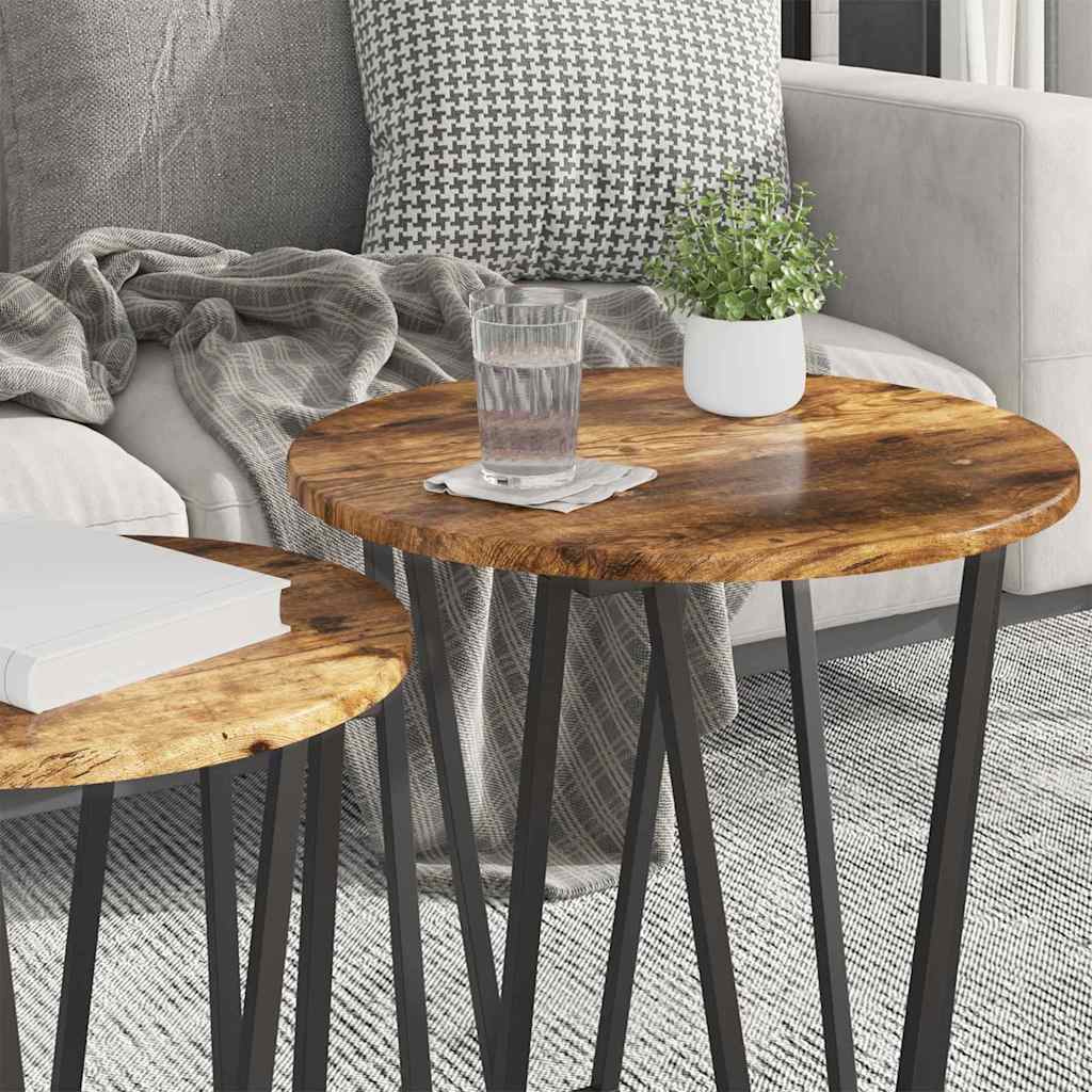 Set tavolini 2 pcs Rovere Affumicato e Nero