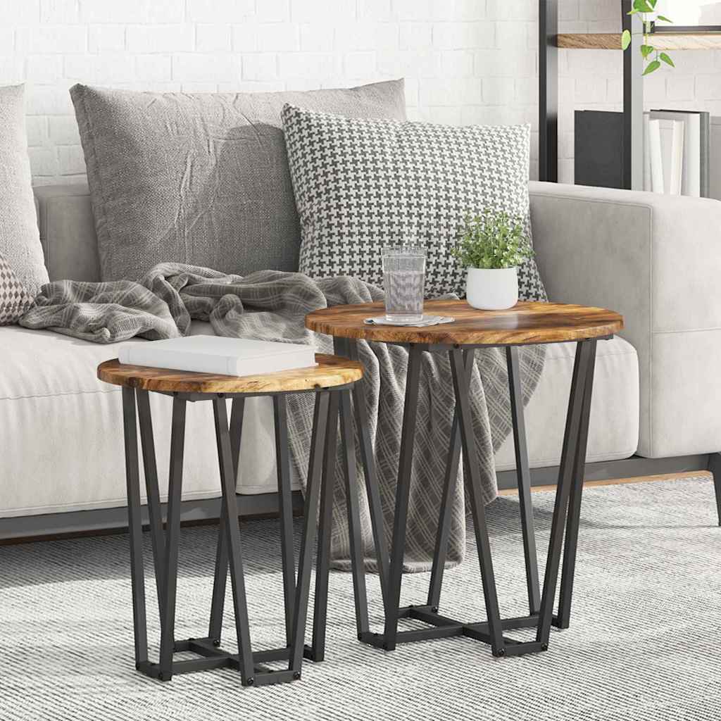 Set tavolini 2 pcs Rovere Affumicato e Nero