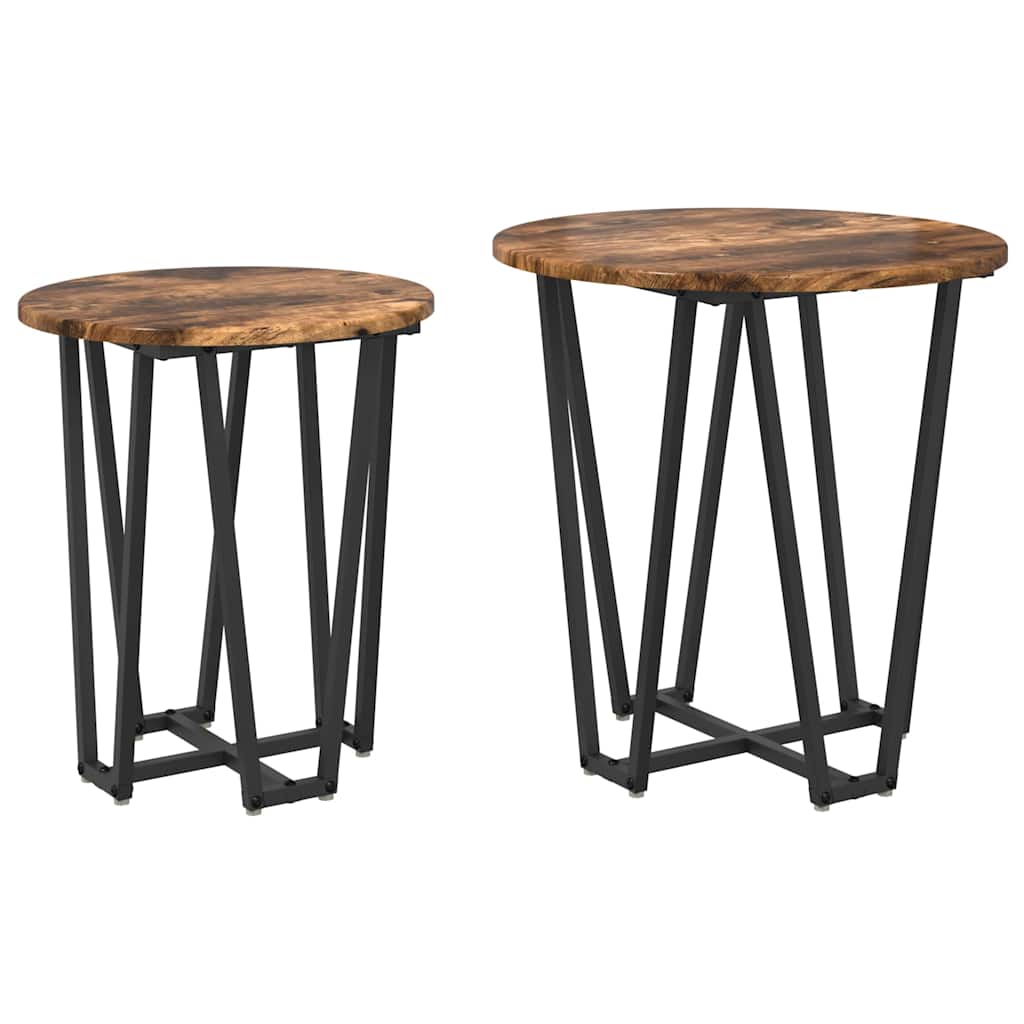 Set tavolini 2 pcs Rovere Affumicato e Nero