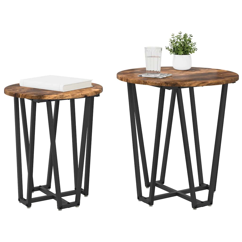 Set tavolini 2 pcs Rovere Affumicato e Nero