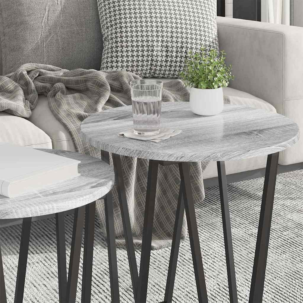 Set tavolini 2 pcs Grigio Sonoma e Nero