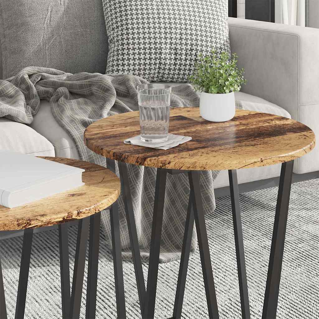 Set tavolini 2 pcs Legno Antico e Nero
