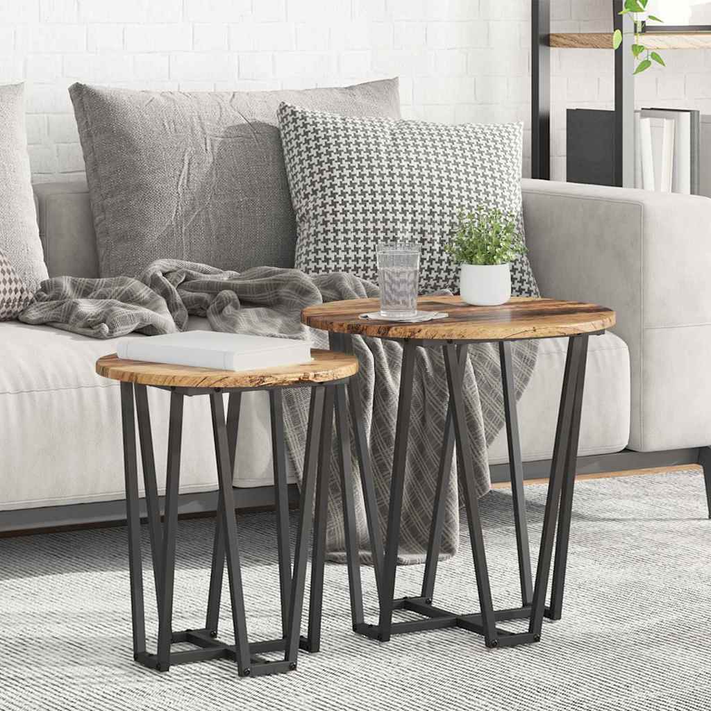 Set tavolini 2 pcs Legno Antico e Nero