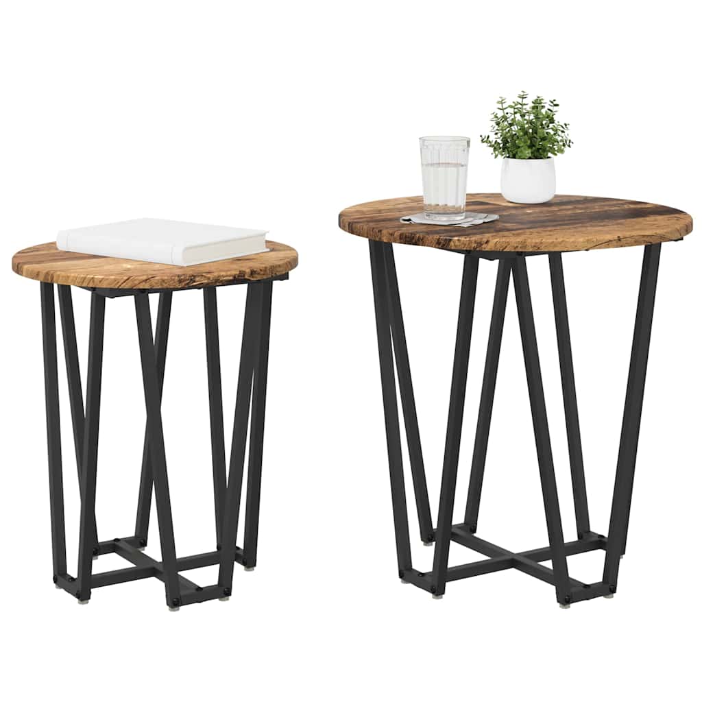Set tavolini 2 pcs Legno Antico e Nero