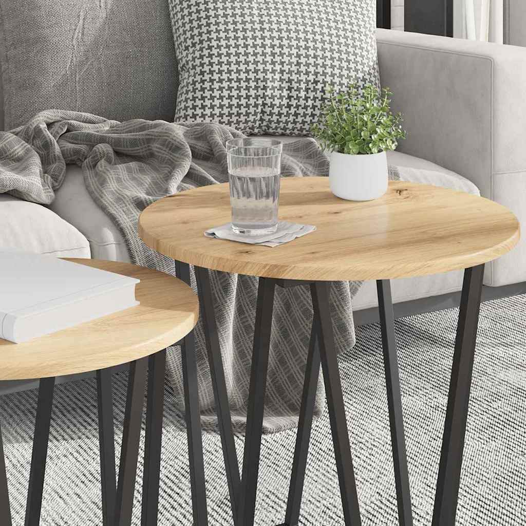 Set tavolini 2 pcs Rovere Artigianale e Nero