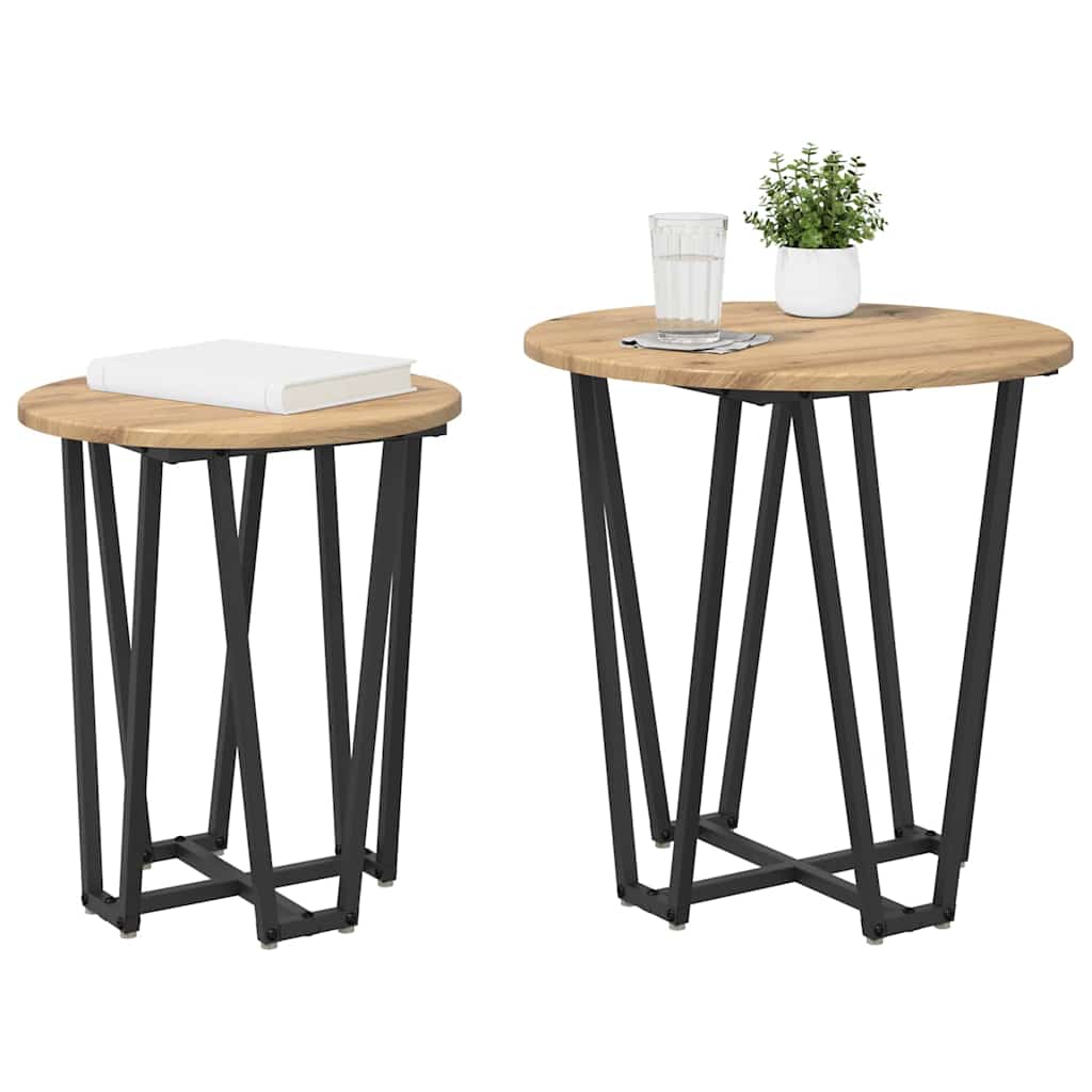 Set tavolini 2 pcs Rovere Artigianale e Nero