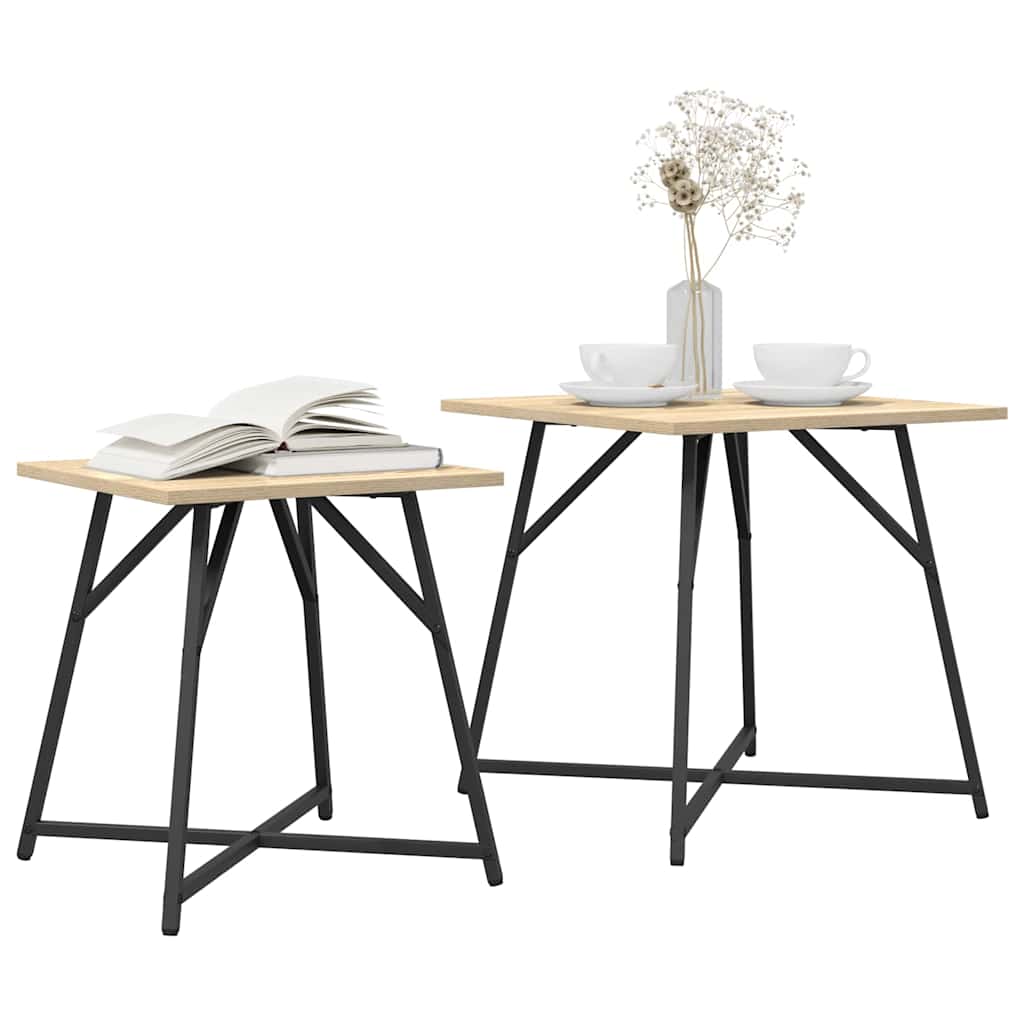 Set tavolini 2 pcs Rovere Sonoma e Nero