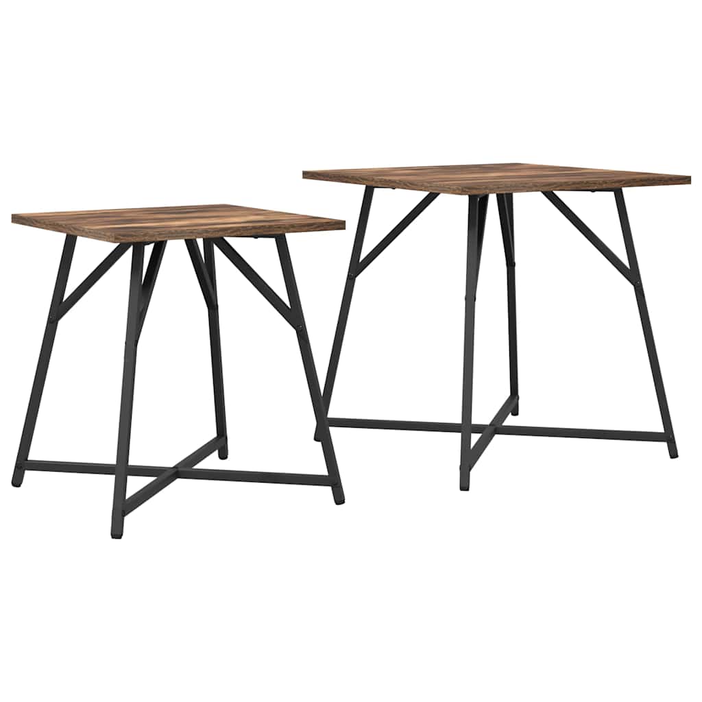 Set tavolini 2 pcs Rovere Affumicato e Nero