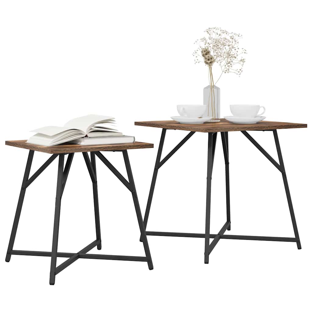 Set tavolini 2 pcs Rovere Affumicato e Nero