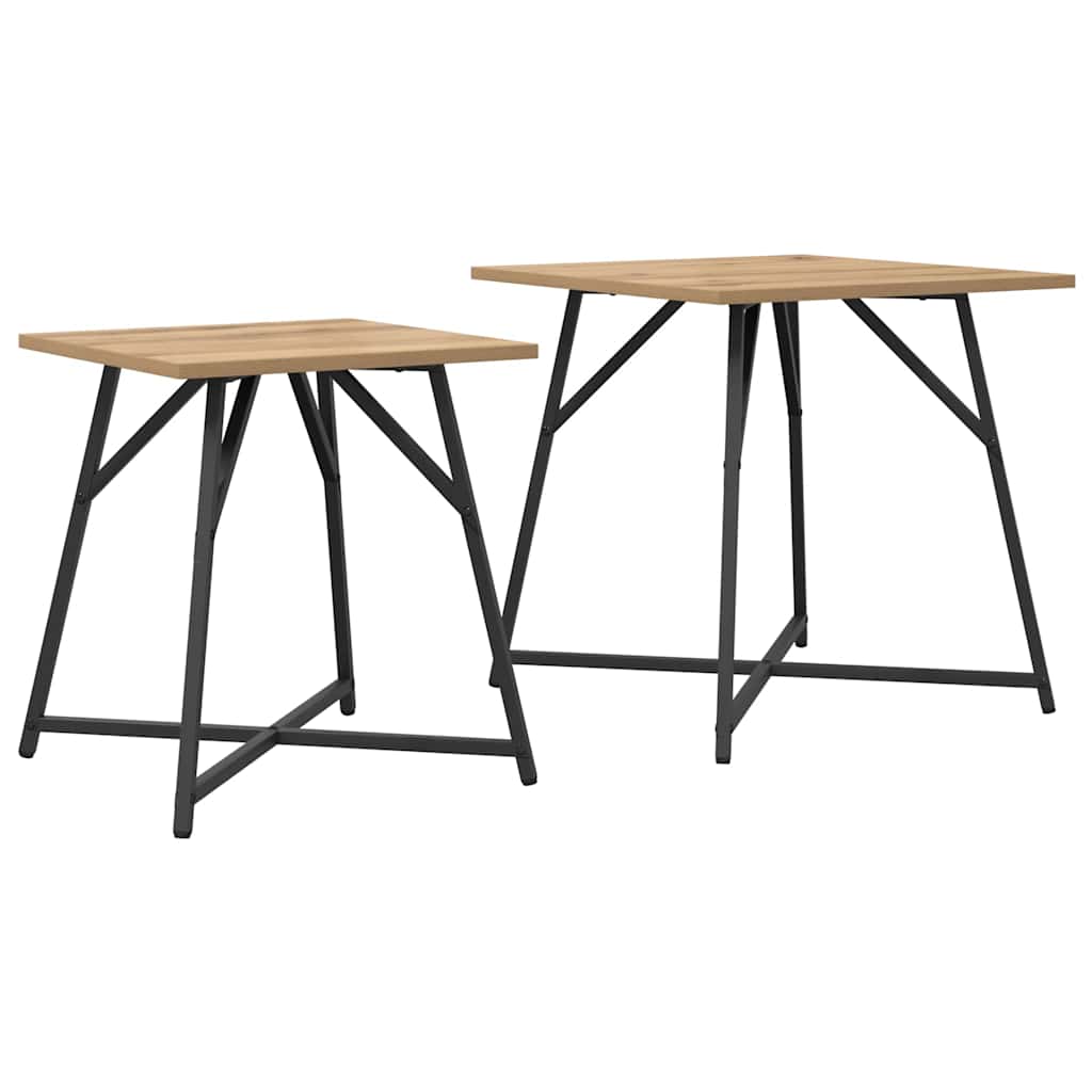 Set tavolini 2 pcs Rovere Artigianale e Nero