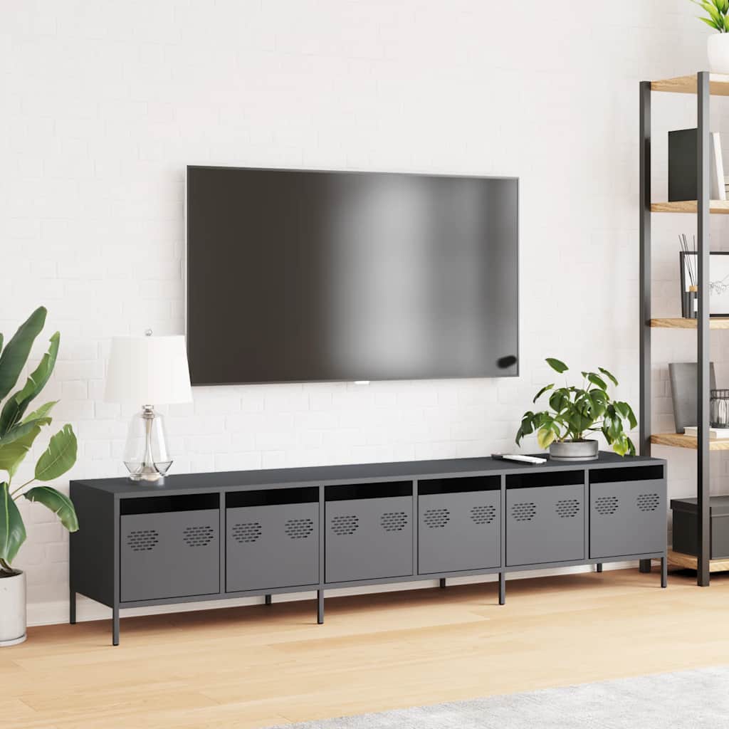 Mobile TV Antracite 202x39x43,5 cm Acciaio Laminato a Freddo