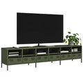 Mobile TV Verde Oliva 202x39x43,5 cm Acciaio Laminato a Freddo