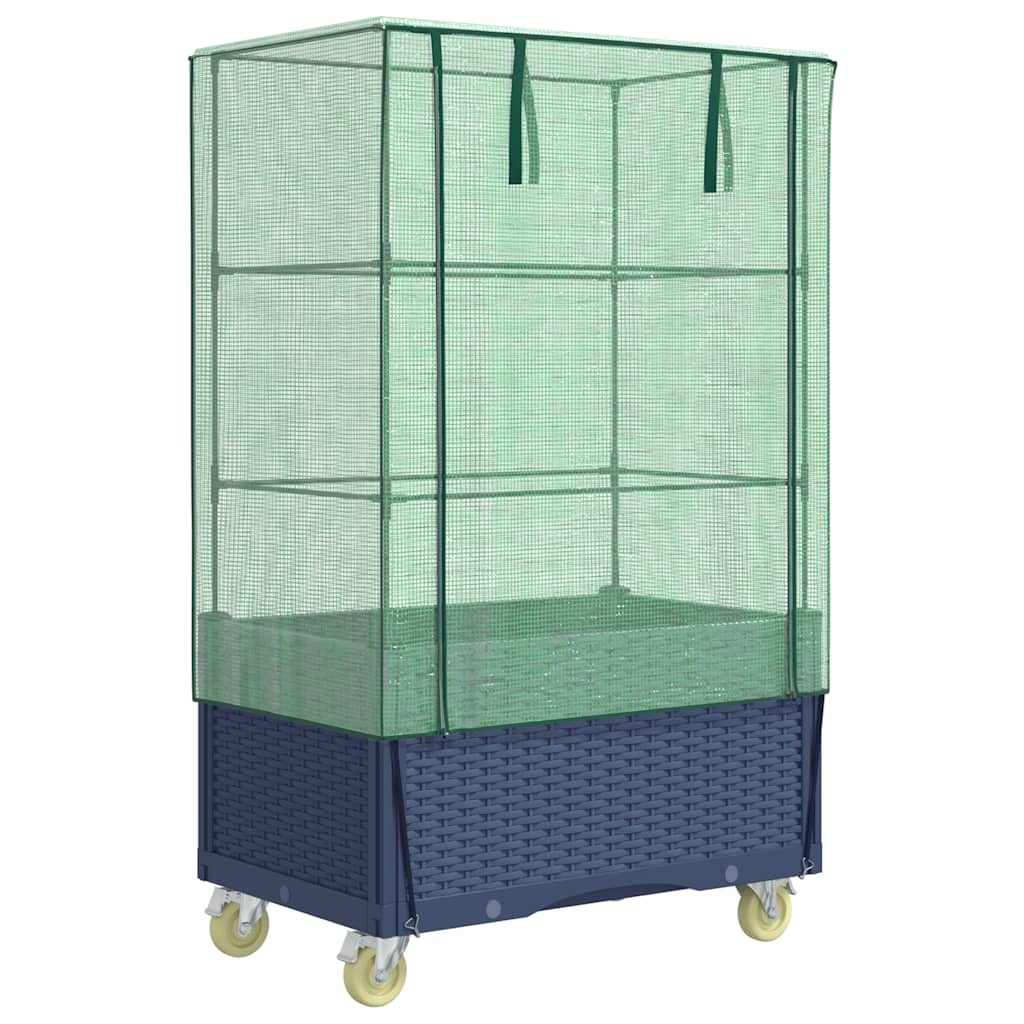Letto Rialzato con Copertura e Ruote Effetto Rattan 80x50x182cm