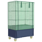 Letto Rialzato con Copertura e Ruote Effetto Rattan 80x50x182cm