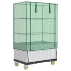 Letto Rialzato con Copertura e Ruote Effetto Rattan 80x50x182cm