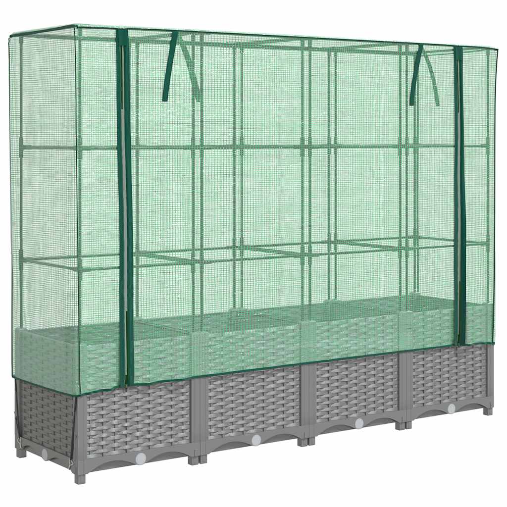 Letto Rialzato con Copertura Serra Effetto Rattan 160x40x138 cm