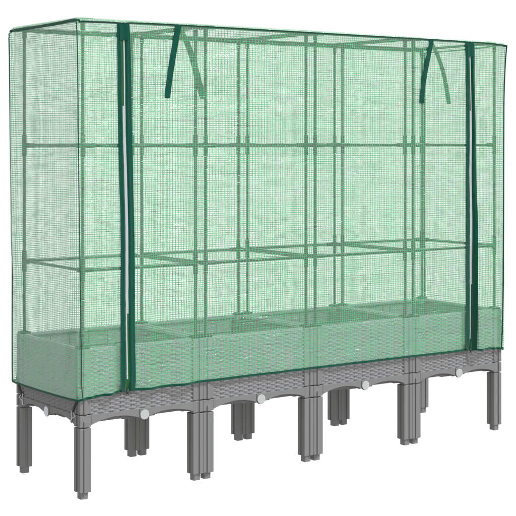 Letto Rialzato con Copertura Serra Effetto Rattan 160x40x140 cm