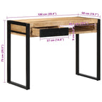 Scrivania 100x50x75 cm in Legno Massello di Mango Grezzo
